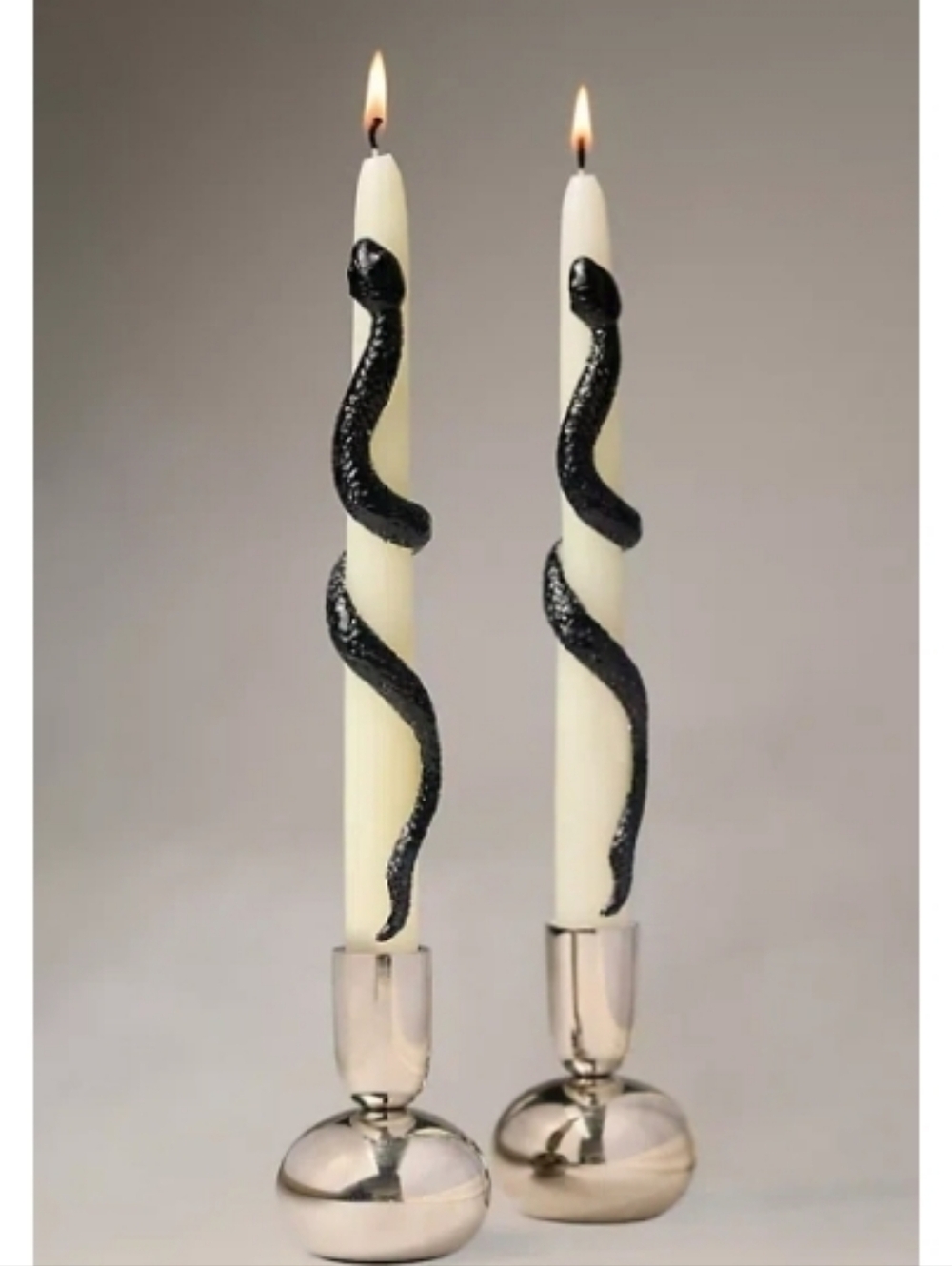 Anthropologie Snake Candle Tapers - set of 2 - white, black